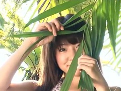 KiloGirls presents: Slender asian with sexy small tits teases solo outdoors
