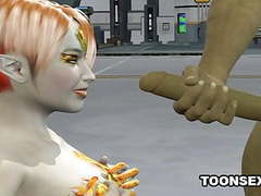 KiloGirls presents: 3d cartoon alien vixen getting a double teaming