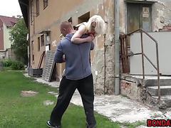 KiloGirls presents: Beautiful blonde babe taken tied and fucked like a slave