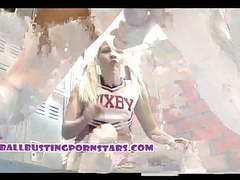 KiloGirls presents: Coco velvett blonde cheerleader femdom ballbusting blowjob
