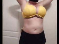 KiloGirls presents: 36 g saggy tits bbw milf lateshay big yellow bra strip