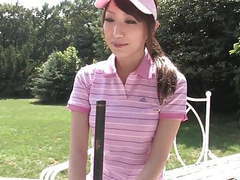 KiloGirls presents: Naughty brunette sucks stud's dick after a game of golf