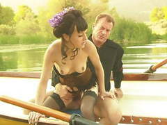 KiloGirls presents: Cum on my black stockings: a romantic hard fuck on a kayak