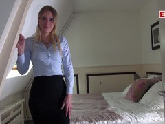 KiloGirls presents: German female real estate agent secretary in pantyhose fuck