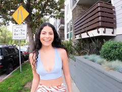 KiloGirls presents: Brunette hottie angel gostosa opens her hairy pussy for a hard dong