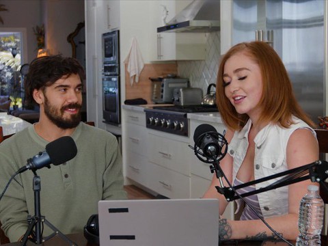 KiloGirls presents: Redhead streamer callie drops her panties to be fucked on the bed