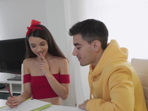 KiloGirls presents: Cute brunette ohana petite spreads legs to ride a hard dick