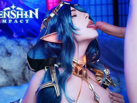 KiloGirls presents: Genshin impact. layla swallows a big cock down her throat - mollyredwolf