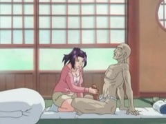 KiloGirls presents: Hentai girl slowly jerks off a monster cock
