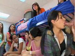 KiloGirls presents: Male stripper blown by girls in dorm room