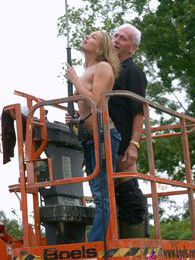 KiloGirls presents: Dirty old senior bangs a teenage hottie in his boom lift