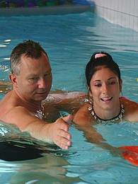 KiloGirls presents: Brunette teenage beauty fucked by a horny swim teaching paps