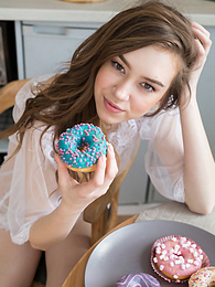 KiloGirls presents: If you are a fan of skinny girls, check out how this cute little doll poses and teases totally naked in the kitchen.