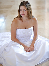 KiloGirls presents: Busty glamorous amateur Danielle models wedding gown indoors & by the pool