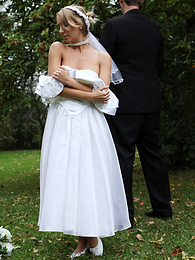 KiloGirls presents: Blonde bride Hayley Marie Coppin gets naked on a lawn while taking her vows