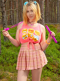 KiloGirls presents: Naughty teen girl strips down outdoors exposing her juicy naked body, big tits and hot pussy