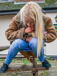 KiloGirls presents: Blond hungarian cutie Kiara Lord strips and presents her amazing boobs and ass outdoors