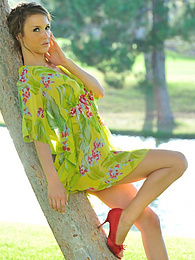 KiloGirls presents: Beautiful american cutie Malena Morgan flaunts her sexy butt and plays with a vibrator outdoors